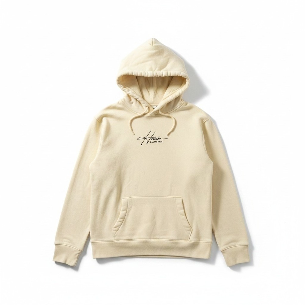 Hollister Women's Yellow Hoodie Sweatshirt Size Small Pullover Logo Pocket